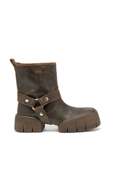  Diesel   D Tex Biker Boot In Crackle Leather   Boots   Man   Brown 