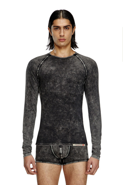  Diesel   Denim Effect Long Sleeve T Shirt   Tops   Man   Black 