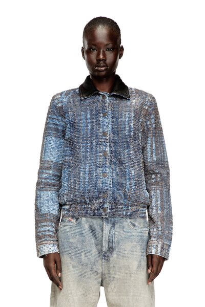  Diesel   Denim Jacket In Graphic Bouclé Denim   Denim Jackets   Woman   Blue 