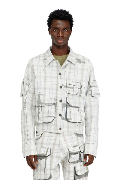  Diesel   Denim Jacket With Peel Off Effect   Denim Jackets   Man   Grey 