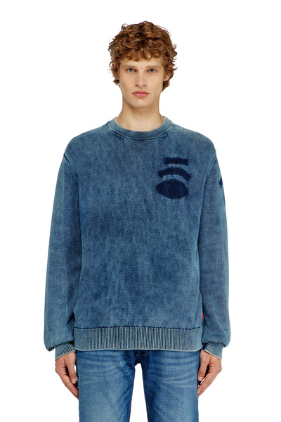  Diesel   Denim Look Jumper With Patch Effects   Knitwear   Man   Blue 