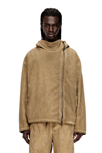  Diesel   Dirt Effect Hooded Jacket In Taslan   Jackets   Man   Beige 