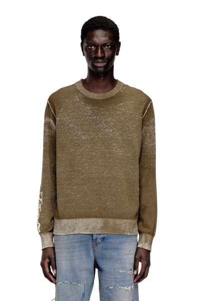  Diesel   Faded Reverse Print Jumper With Lettering   Knitwear   Man   Green 