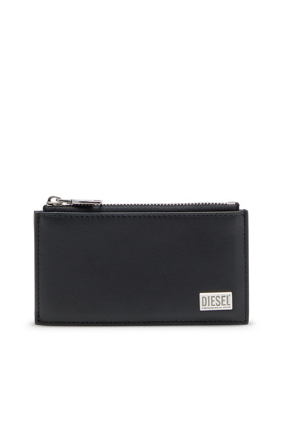  Diesel   Flat Card Holder In Semi Gloss Leather   Card Cases   Man   Black 