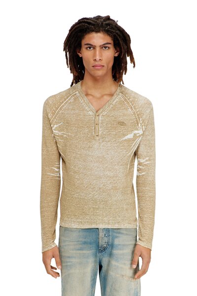  Diesel   Henley Jumper With Faded Reverse Print   Knitwear   Man   Brown 