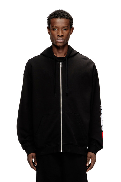  Diesel   Hoodie With Logo Patch Embroidery   Sweaters   Man   Black 