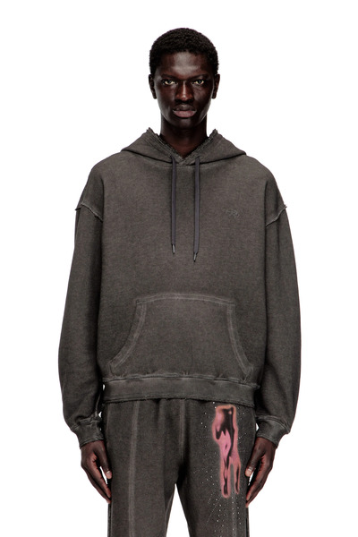  Diesel   Hoodie With Print And Studs   Sweaters   Man   Grey 