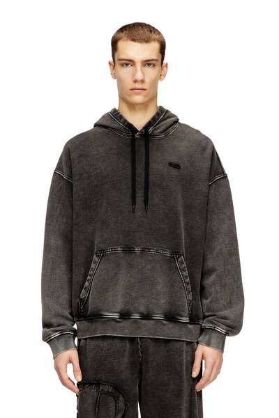  Diesel   Hoodie With Raw Cut Back Patch   Sweaters   Man   Grey 
