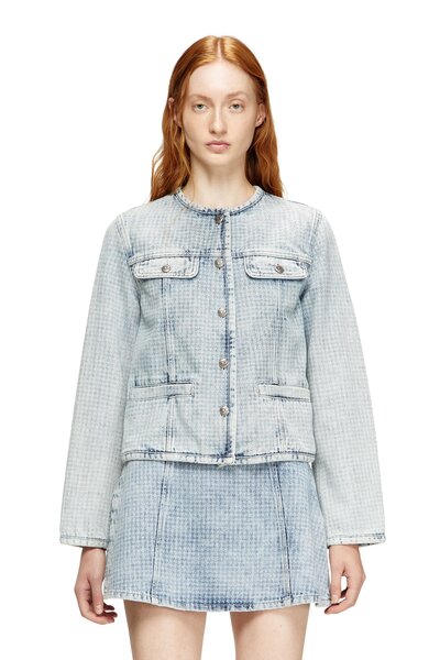  Diesel   Jacket In Graphic Denim With Crystals   Denim Jackets   Woman   Blue 