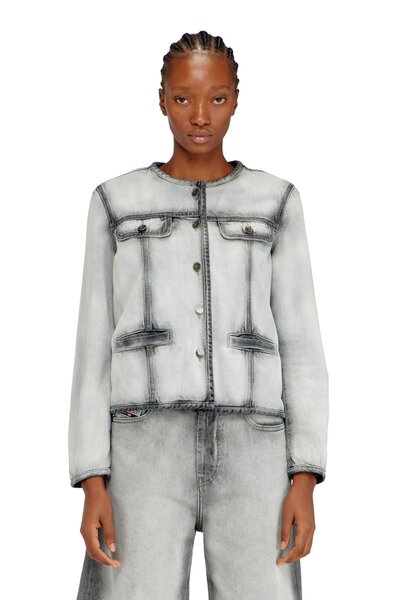  Diesel   Jacket In Soft Skeleton Denim   Denim Jackets   Woman   Grey 