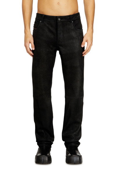 Diesel   Jean Cut Leather Pants   Pants   Man   Black 