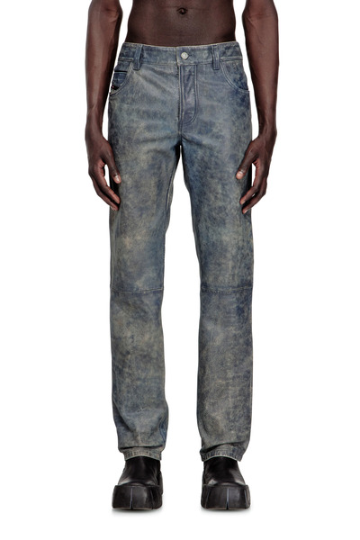  Diesel   Jean Cut Leather Pants   Pants   Man   Blue 