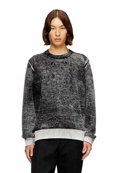  Diesel   Jumper With Faded Reverse Print   Knitwear   Man   Black 