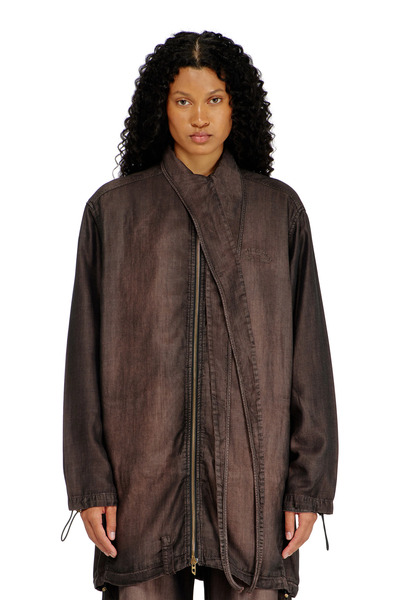  Diesel   Light Jacket In Fluid Coated Denim   Denim Jackets   Woman   Brown 