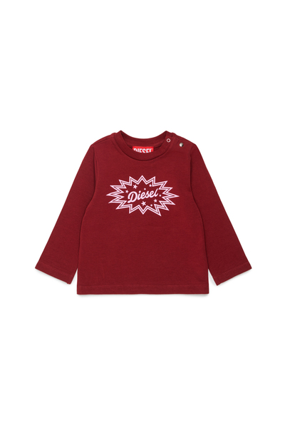 Diesel   Long Sleeve T Shirt With Starburst Logo Print   T Shirts And Tops   Woman   Red 