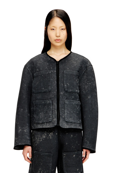  Diesel   Marbled Effect Scuba Jacket With Pockets   Jackets   Woman   Grey 