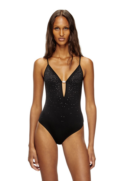  Diesel   Microfibre Bodysuit With Crystals   Bodysuits   Woman   Black 