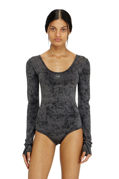  Diesel   Open Back Bodysuit With Utilitarian Print   Bodysuits   Woman   Black 