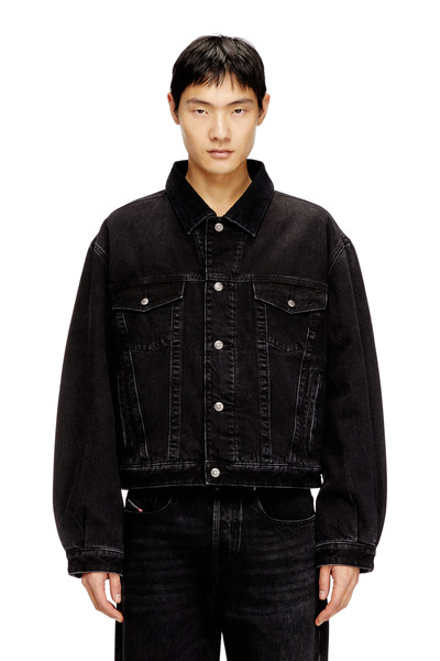  Diesel   Padded Trucker Jacket In Denim   Denim Jackets   Unisex   Black 