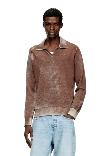  Diesel   Polo Jumper With Faded Reverse Print   Knitwear   Man   Multicolor 