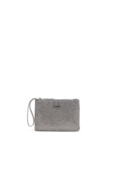  Diesel   Pouch In Crystal Lurex Fabric   Small Wallets   Woman   Silver 