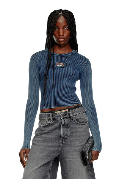  Diesel   Rib Knit Top With Oval D   Tops   Woman   Blue 