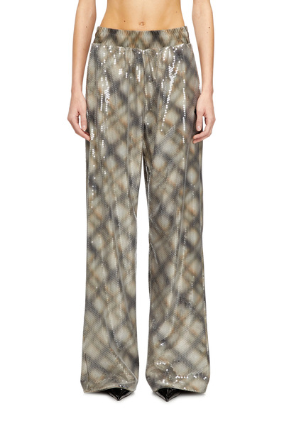  Diesel   Sequined Pants In With Plaid Design   Pants   Woman   Multicolor 