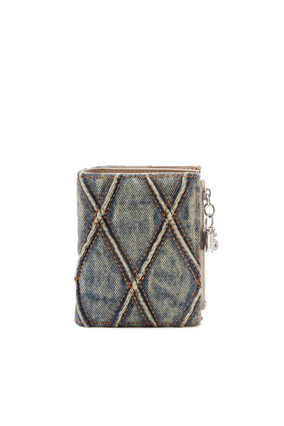  Diesel   Small Wallet In Argyle Quilted Denim   Small Wallets   Woman   Blue 