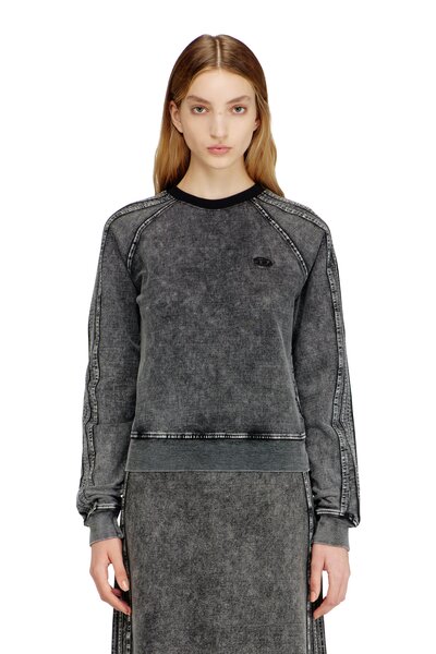  Diesel   Sweatshirt With Bands And Oval D Embroidery   Sweaters   Woman   Grey 