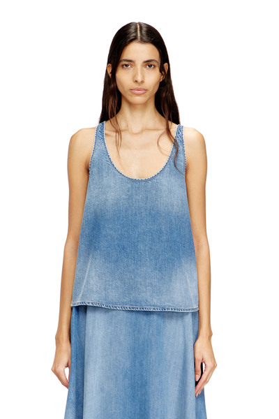  Diesel   Top In Lightweight Stonewashed Denim   Tops   Woman   Blue 