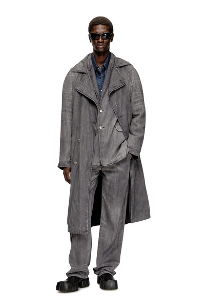  Diesel   Trench Coat In Patterned Denim   Denim Jackets   Unisex   Grey 