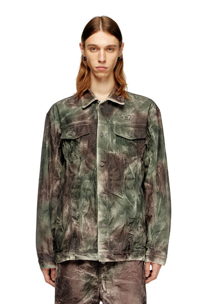  Diesel   Trucker Jacket In Crinkled Camo Canvas   Jackets   Unisex   Multicolor 