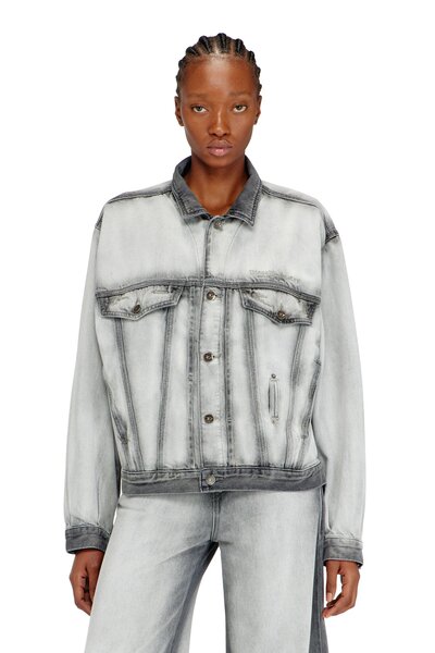  Diesel   Trucker Jacket In Soft Skeleton Denim   Denim Jackets   Unisex   Grey 
