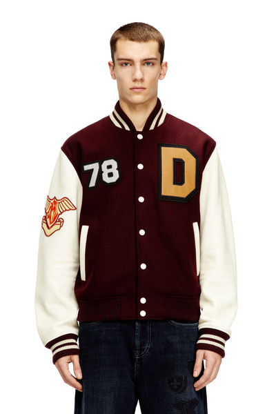  Diesel   Varsity Jacket In Wool And Leather   Leather Jackets   Man   Multicolor 