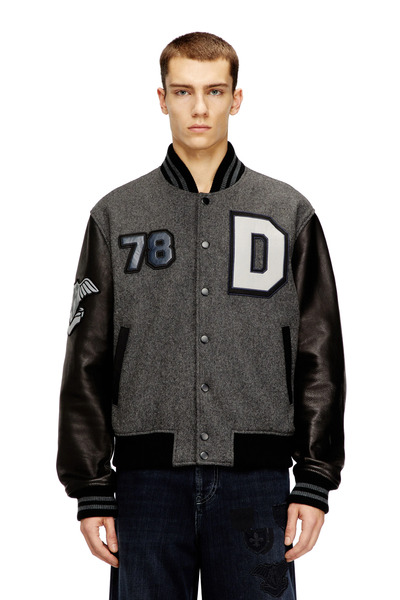  Diesel   Varsity Jacket In Wool And Leather   Leather Jackets   Man   Multicolor 