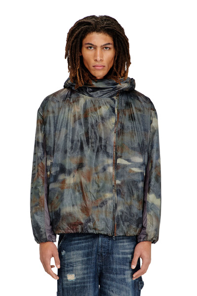  Diesel   Windbreaker With Abstract Print   Jackets   Man   Multicolor 