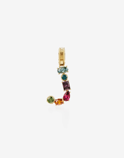  Dolce & Gabbana Alphabet J Charm In 18-karat Yellow Gold With Multicolored Gemstones - Woman Charms Gold Onesize 