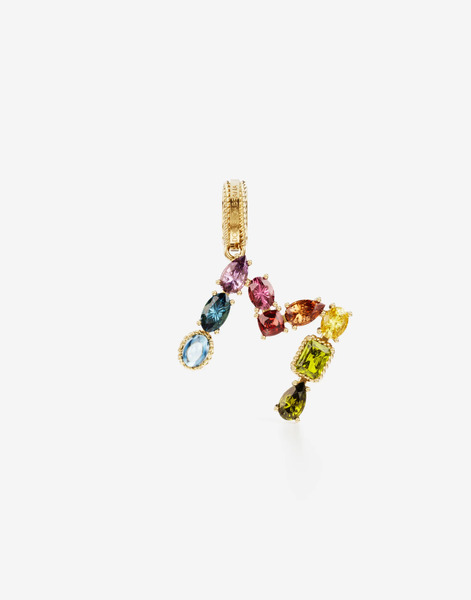 Dolce & Gabbana Alphabet M Charm In 18-karat Yellow Gold With Multicolored Gemstones - Woman Charms Gold Onesize 
