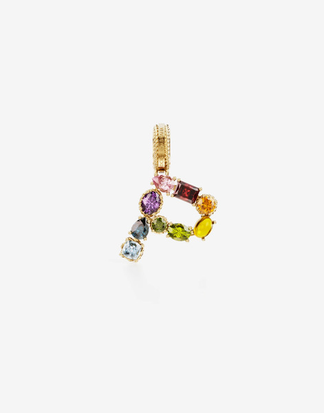  Dolce & Gabbana Alphabet P Charm In 18-karat Yellow Gold And Multicolored Gemstones - Woman Charms Gold Onesize 