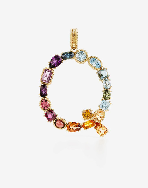  Dolce & Gabbana Alphabet Q Charm In 18-karat Yellow Gold And Multicolored Gemstones - Woman Charms Gold Onesize 