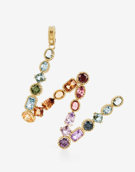  Dolce & Gabbana Alphabet W Charm In 18-karat Yellow Gold And Multicolored Gemstones - Woman Charms Gold Onesize 