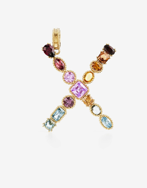  Dolce & Gabbana Alphabet X Charm In 18-karat Yellow Gold With Multicolored Gemstones - Woman Charms Gold Onesize 
