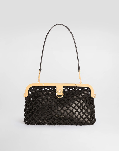  Dolce & Gabbana Amanda Handbag In Mesh And Palmellato Calfskin - Woman Shoulder And Crossbody Bags Black Onesize 