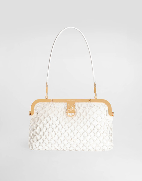  Dolce & Gabbana Amanda Handbag In Mesh And Palmellato Calfskin - Woman Shoulder And Crossbody Bags White Onesize 