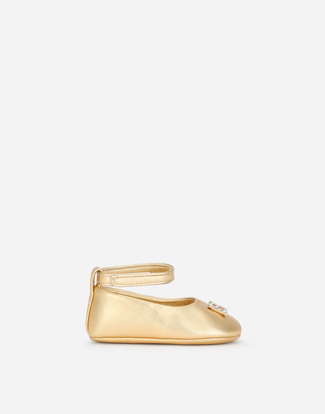  Dolce & Gabbana Ankle Strap Ballerina Shoes In Laminated Nappa Leather - Woman Newborn Girls' Shoes (16-20) Gold 19 