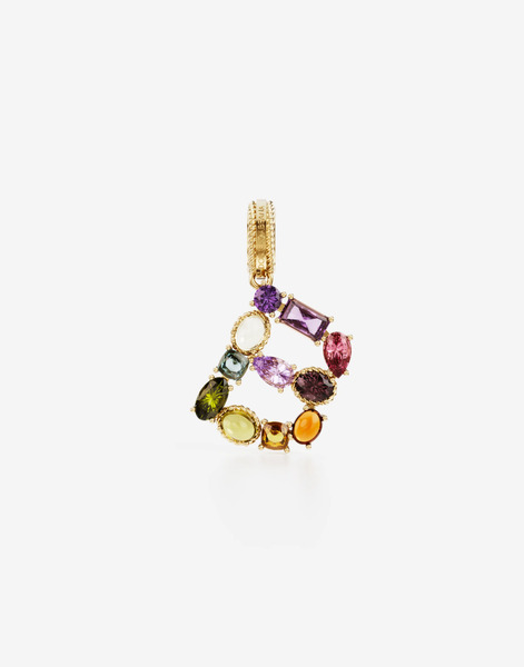  Dolce & Gabbana B Alphabet Charm In 18kt Yellow Gold And Multicolored Gemstones - Woman Charms Gold Onesize 