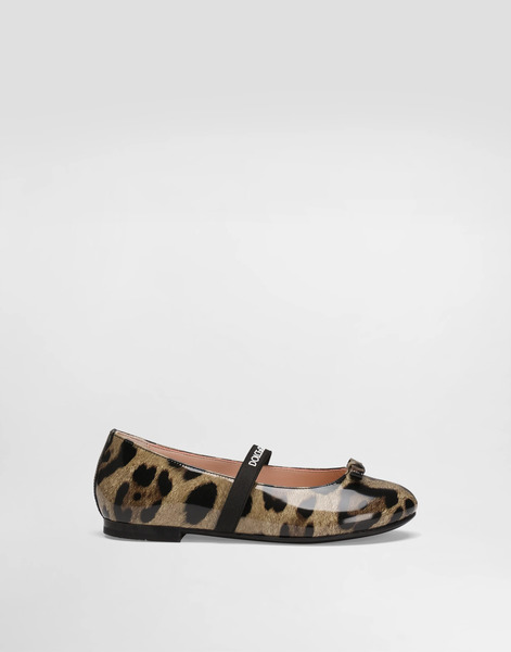  Dolce & Gabbana Ballet Flats In Printed Shiny Calfskin - Woman Shoes (27-40) Animal Print Leather 35 