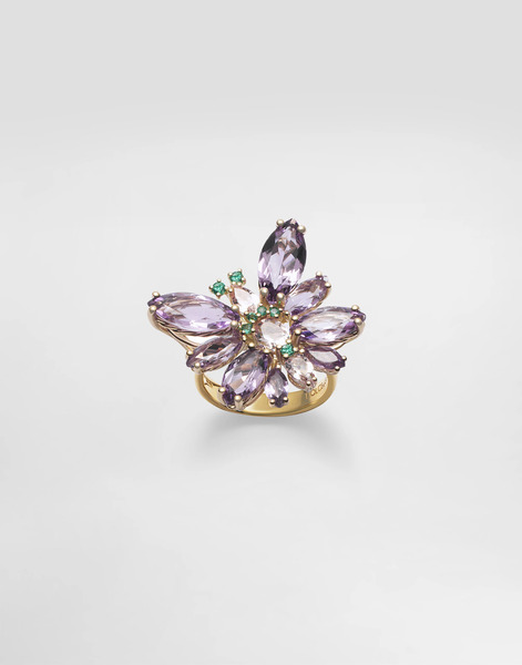  Dolce & Gabbana Butterfly Ring 18-carat Yellow Gold, Amethysts, Morganites, And Emeralds - Woman Rings Gold 46 
