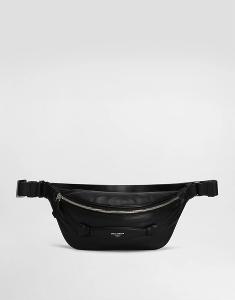  Dolce & Gabbana Calfskin Nappa Leather Belt Bag - Man Backpacks And Fanny Packs Black Leather Onesize 