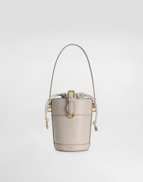  Dolce & Gabbana Capri Bucket Bag In Calfskin And Canvas - Woman Shoulder And Crossbody Bags Beige Onesize 